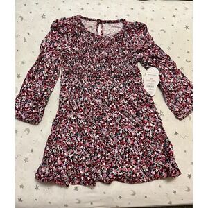 Wonder Nation Girls Toddler‎ 3T Maroon Floral Smocked Dress